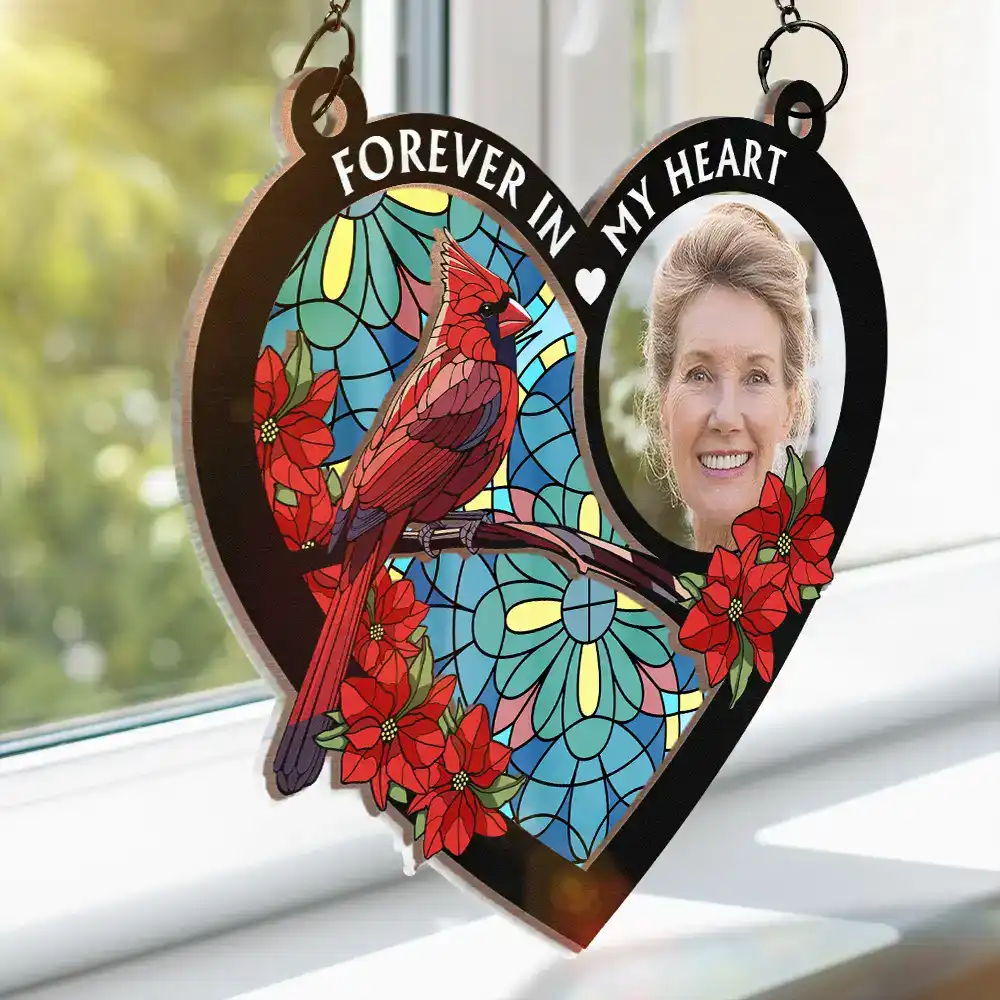 Custom Photo I'm Always With You Memorial Heart - Personalized Window Hanging Suncatcher Ornament - Image 3