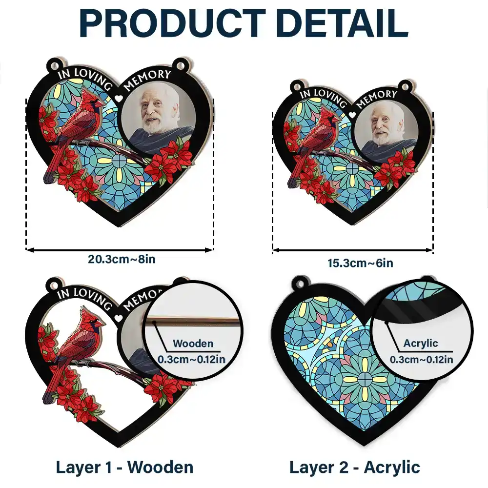 Custom Photo I'm Always With You Memorial Heart - Personalized Window Hanging Suncatcher Ornament - Image 5