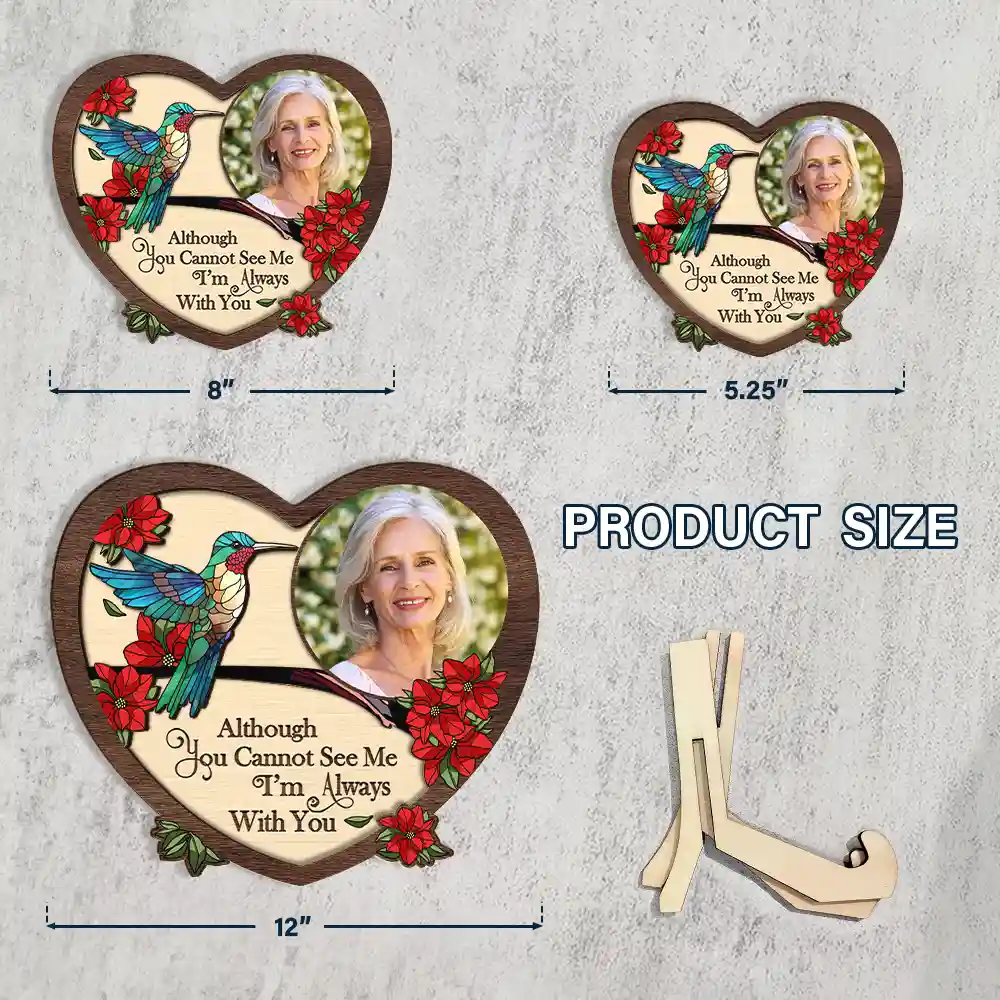 Custom Photo I'm Always With You Memorial - Personalized 2-Layered Wooden Plaque With Stand - Image 4