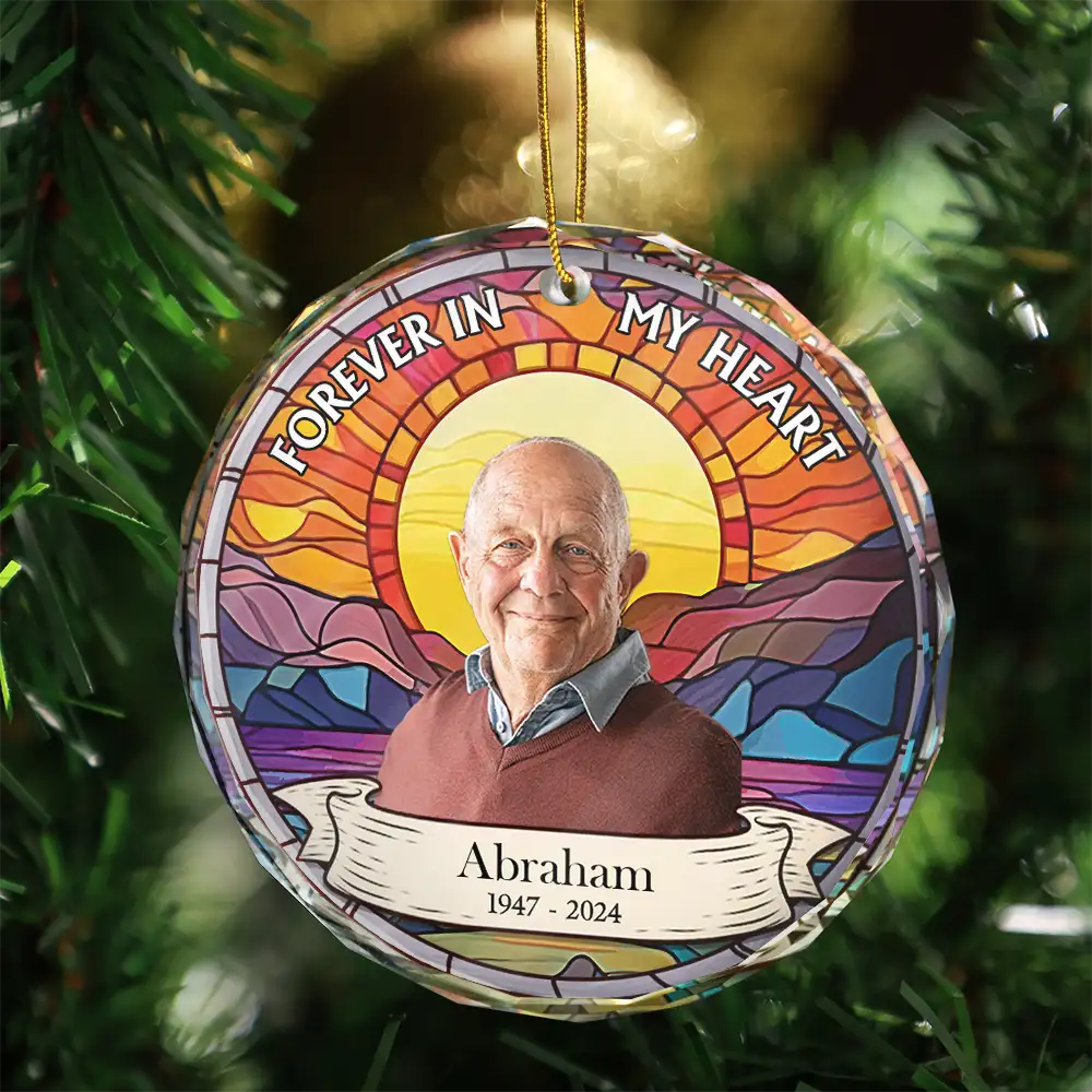 Custom Photo I'm Always With You Memorial - Personalized Circle Glass Ornament - Image 4