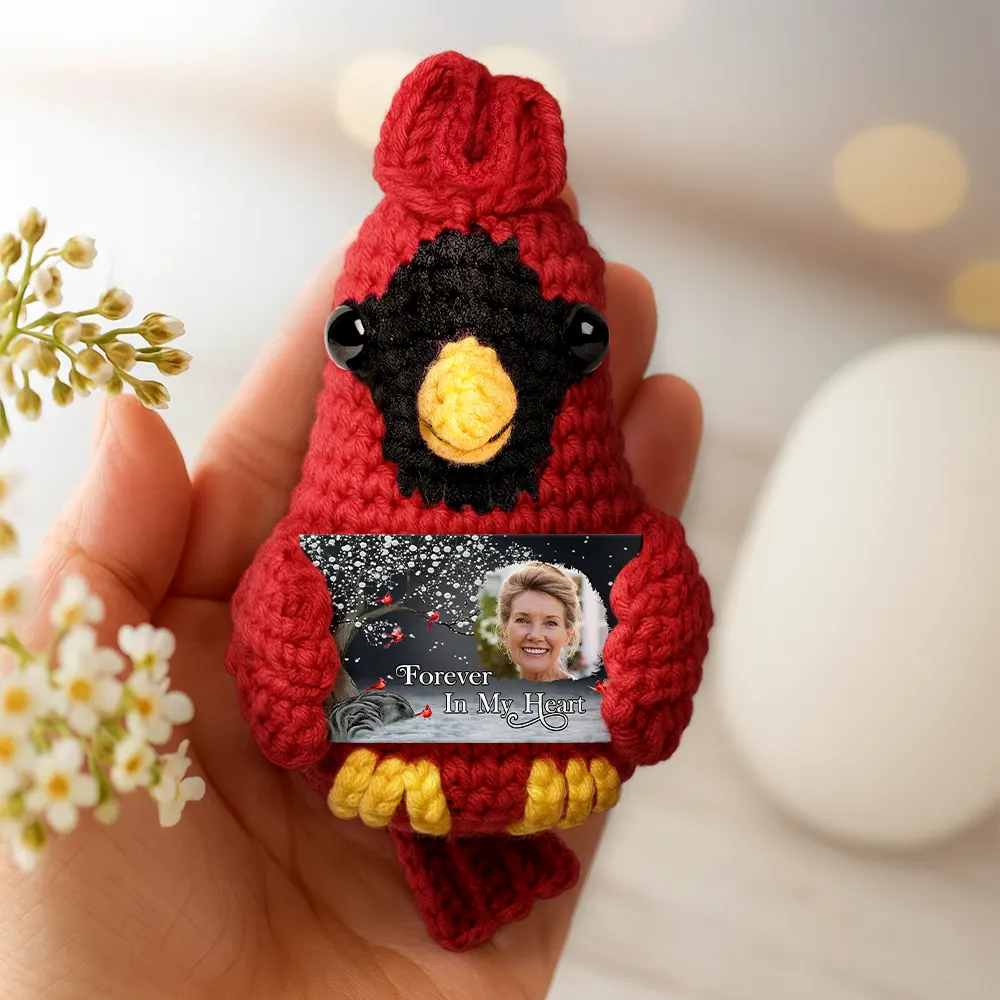 Custom Photo I'm Always With You Memorial - Personalized Crochet Cardinal Bird Hanging Decoration - Image 3