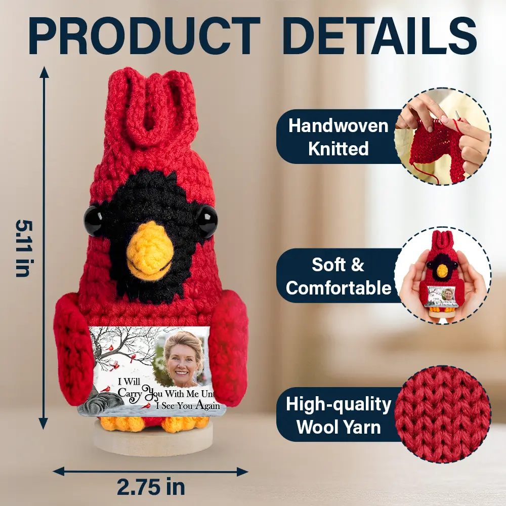 Custom Photo I'm Always With You Memorial - Personalized Doll Crochet With Custom Card - Image 4