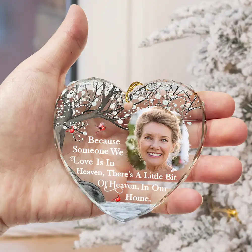 Custom Photo I'm Always With You Memorial - Personalized Heart Shaped Glass Ornament - Image 3