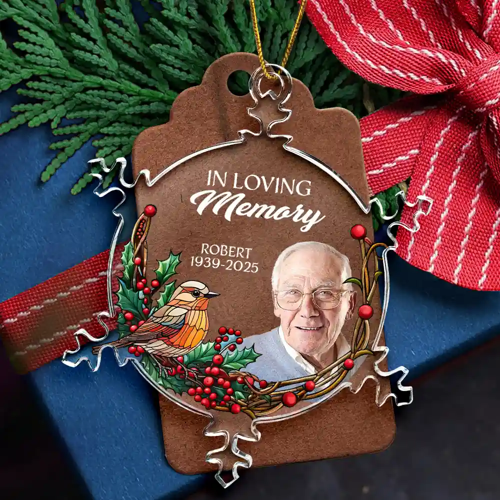 Custom Photo I'm Always With You Memorial - Personalized Snowflakes Shaped Glass Ornament - Image 6