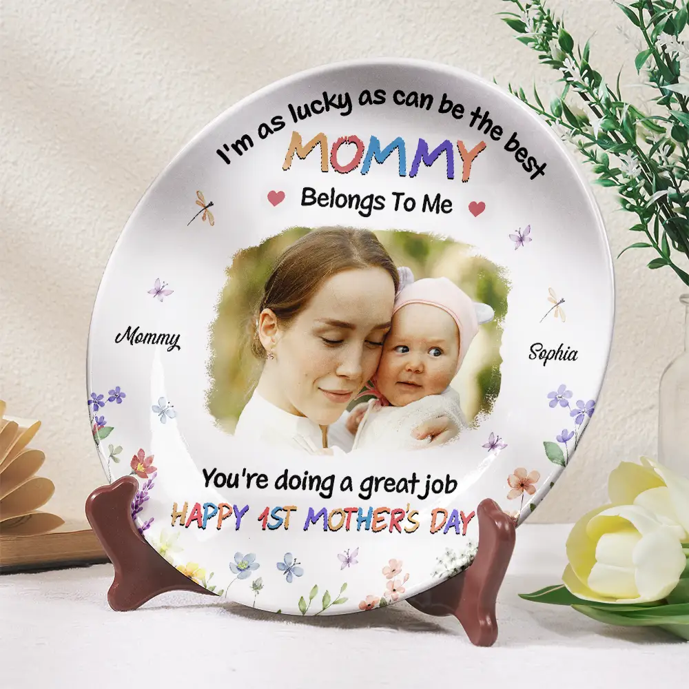 Custom Photo I'm As Lucky As I Can Be - Personalized Ceramic Plate - Image 2