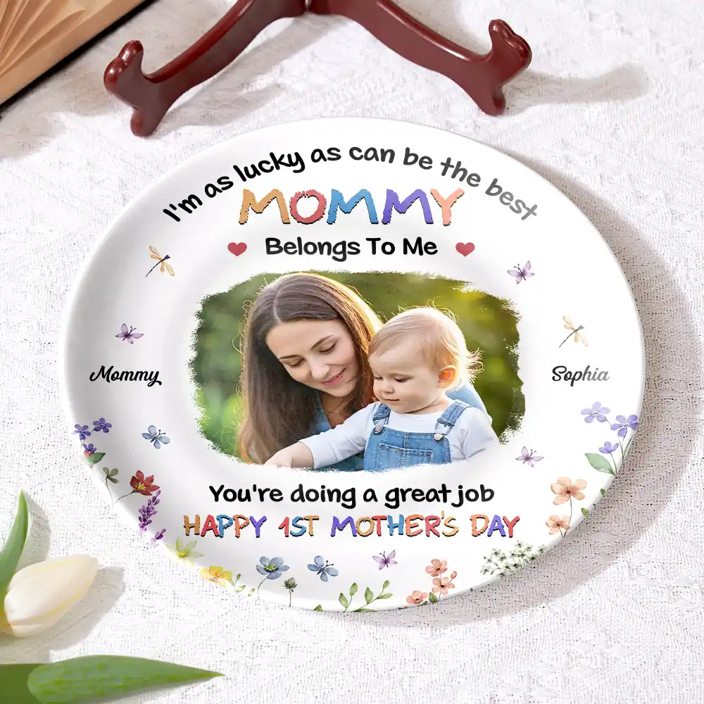 Custom Photo I'm As Lucky As I Can Be - Personalized Ceramic Plate - Image 4