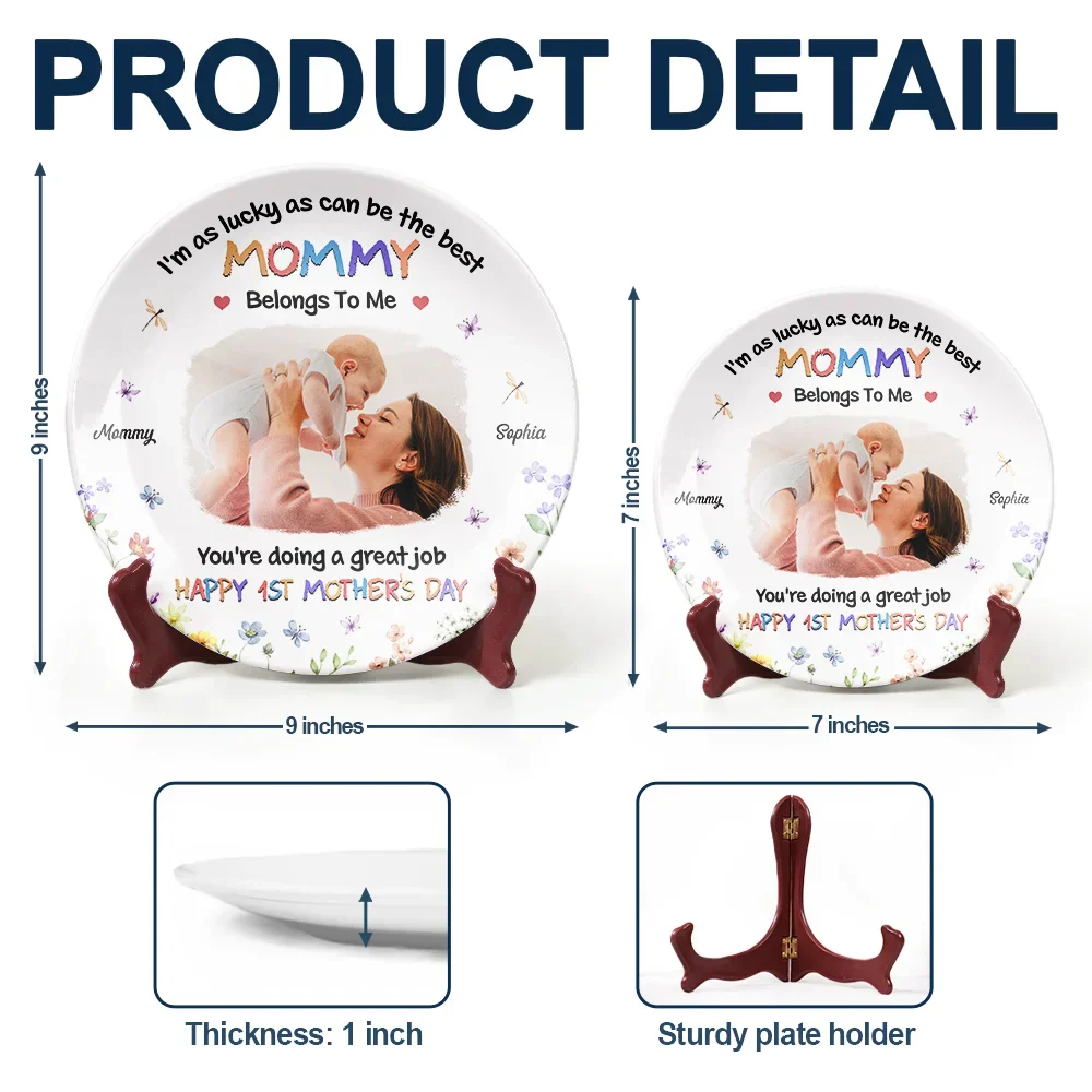 Custom Photo I'm As Lucky As I Can Be - Personalized Ceramic Plate - Image 5