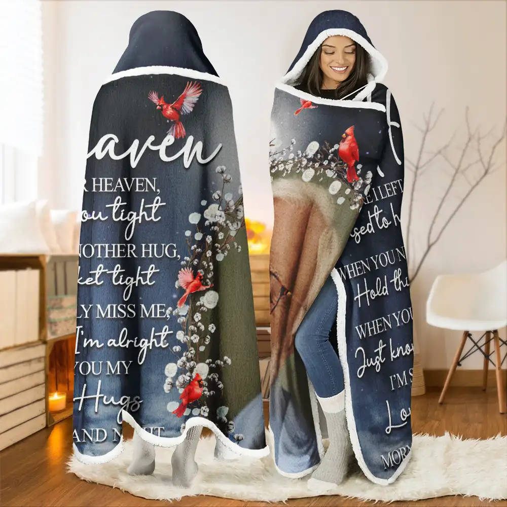 Custom Photo I'm Sending You My Love And Hugs - Personalized Wearable Hooded Blanket - Image 2
