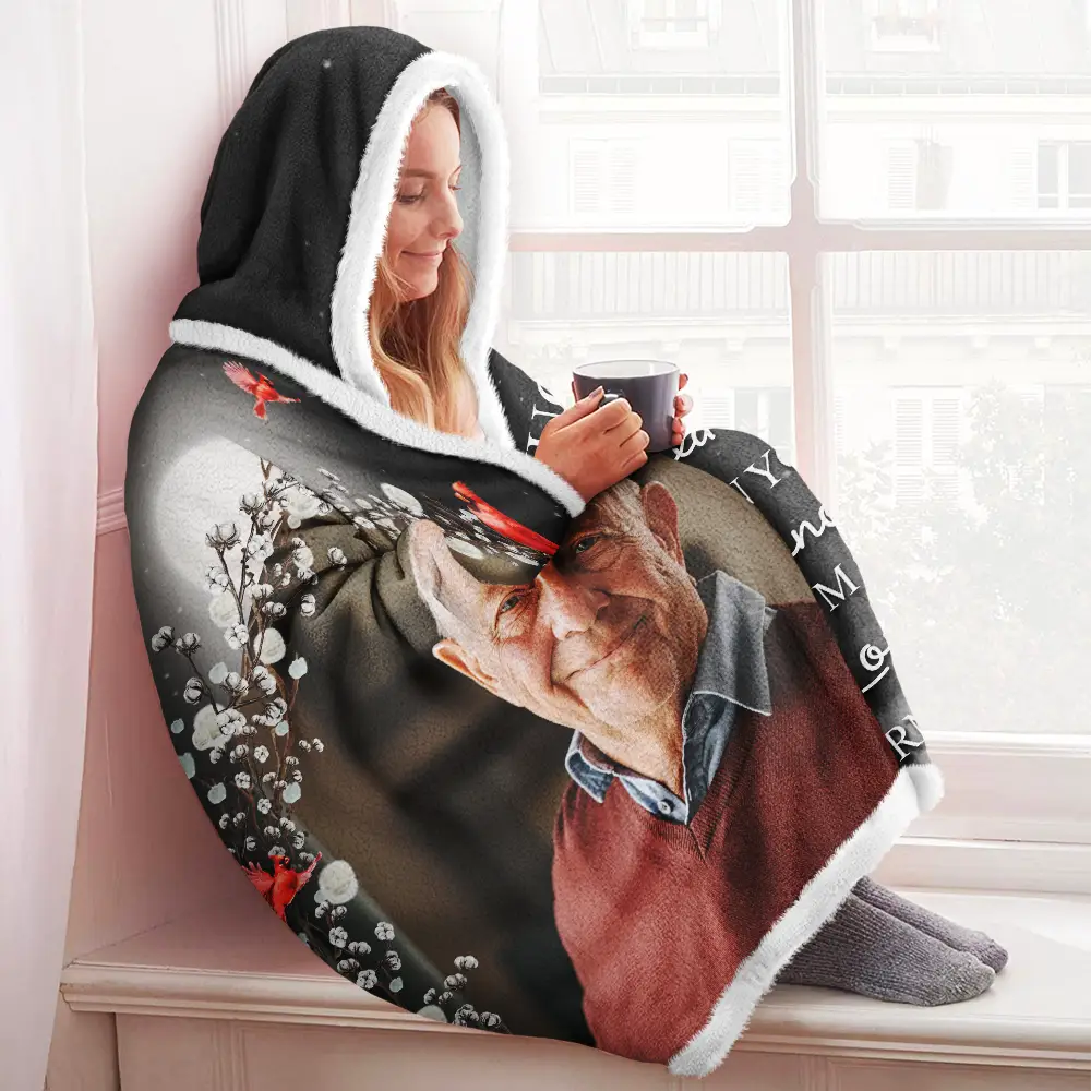 Custom Photo I'm Sending You My Love And Hugs - Personalized Wearable Hooded Blanket - Image 3