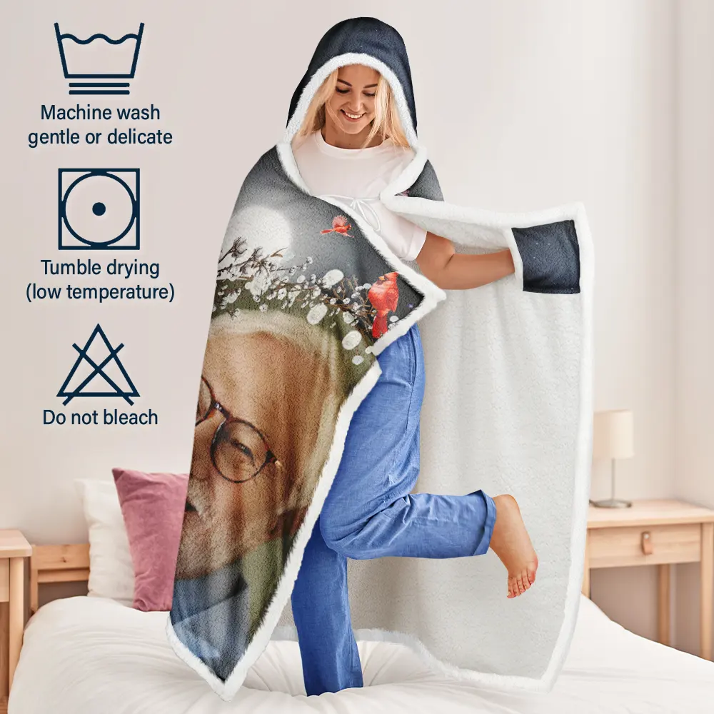 Custom Photo I'm Sending You My Love And Hugs - Personalized Wearable Hooded Blanket - Image 5