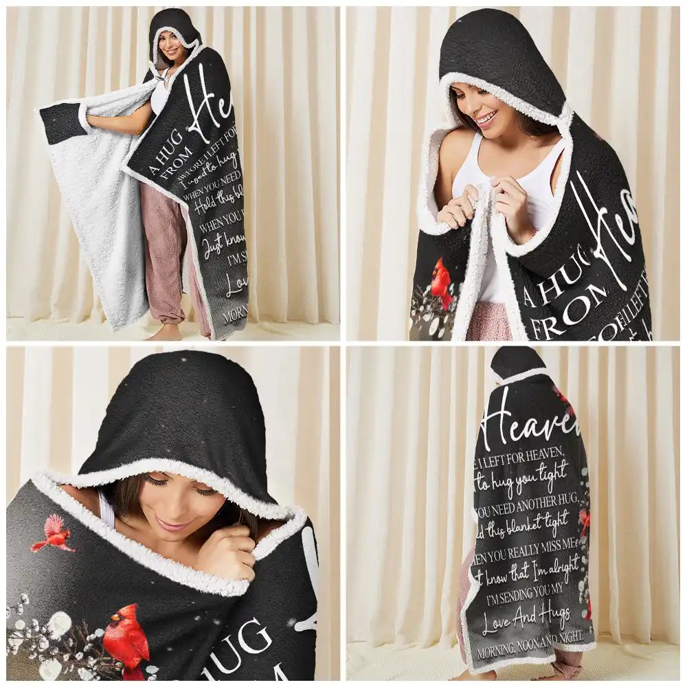Custom Photo I'm Sending You My Love And Hugs - Personalized Wearable Hooded Blanket - Image 6