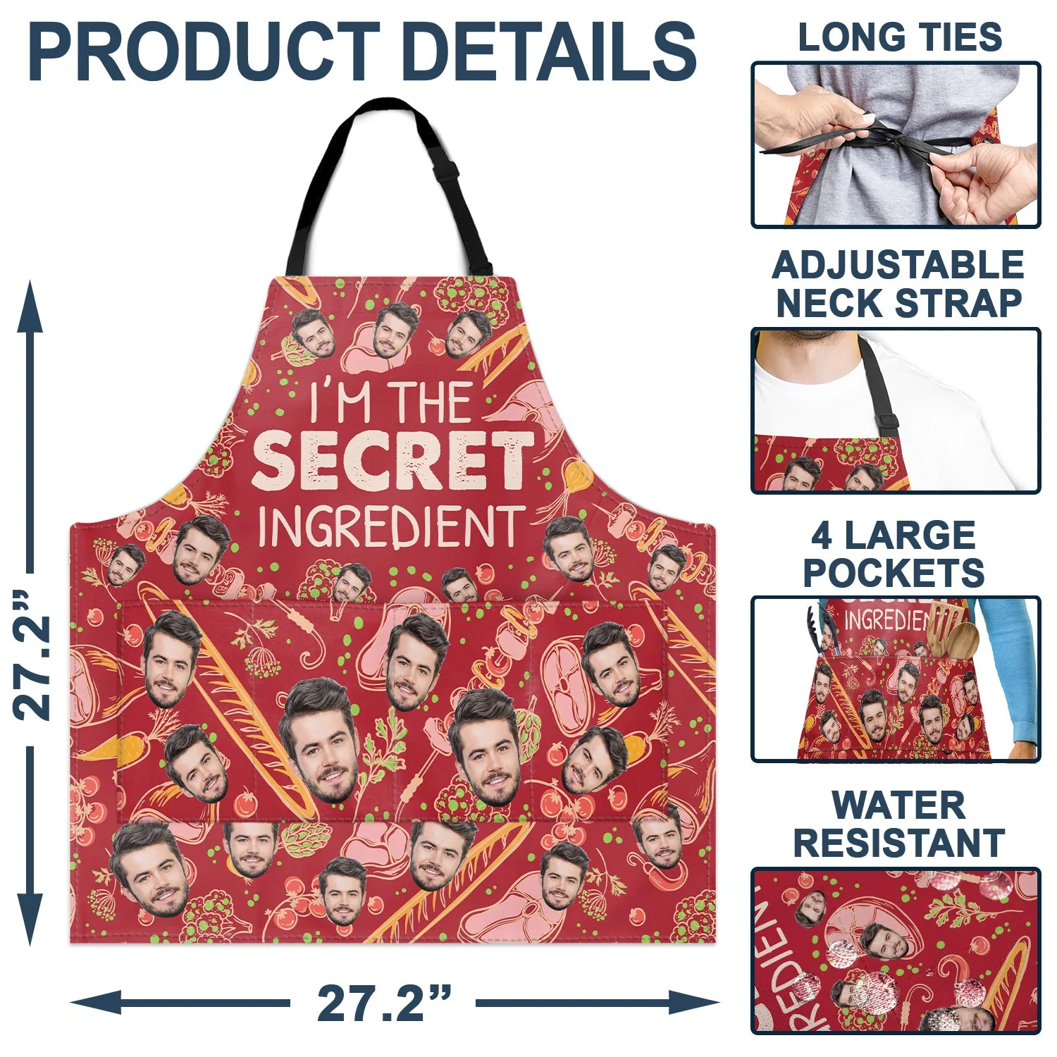 Custom Photo I'm The Secret Ingredient - Birthday, Anniversary, Funny Gift For Men, Husband, Boyfriend, Dad - Personalized Apron - Image 5