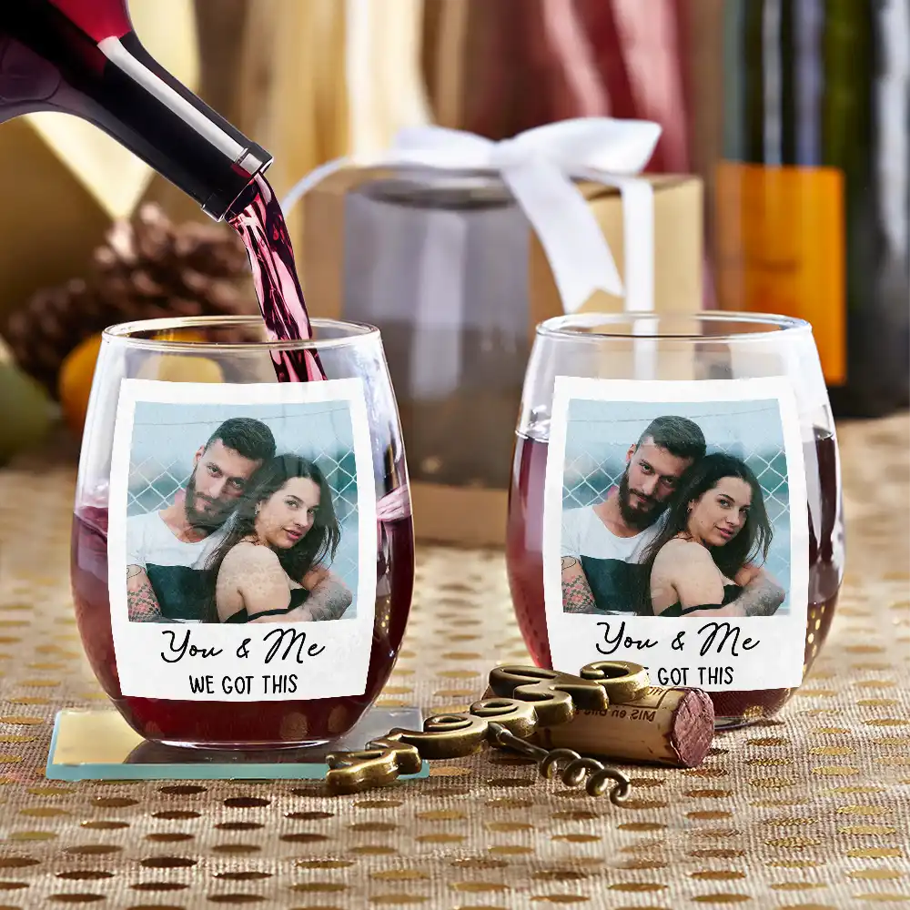 Custom Photo I'm Yours No Returns Or Refunds - Personalized Stemless Wine Glass - Image 3