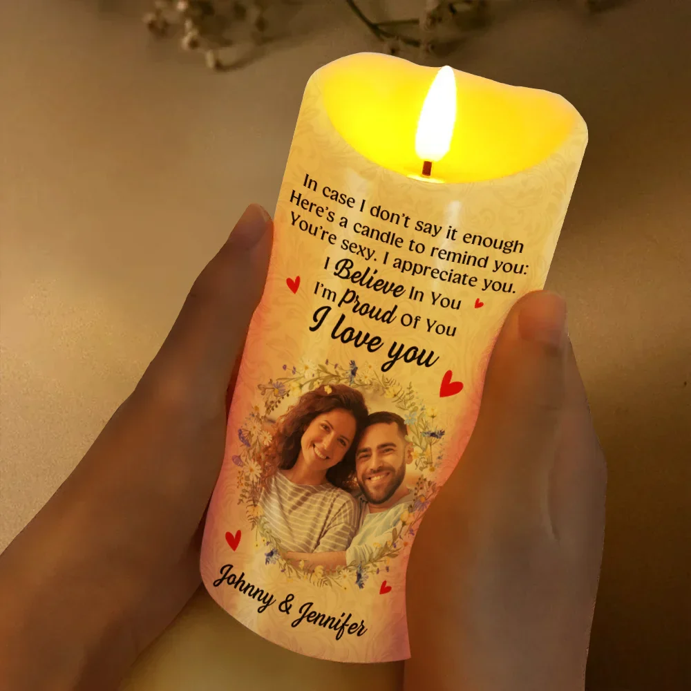 Custom Photo In Case I Don't Say It Enough Couples - Personalized Flameless LED Candle - Image 3