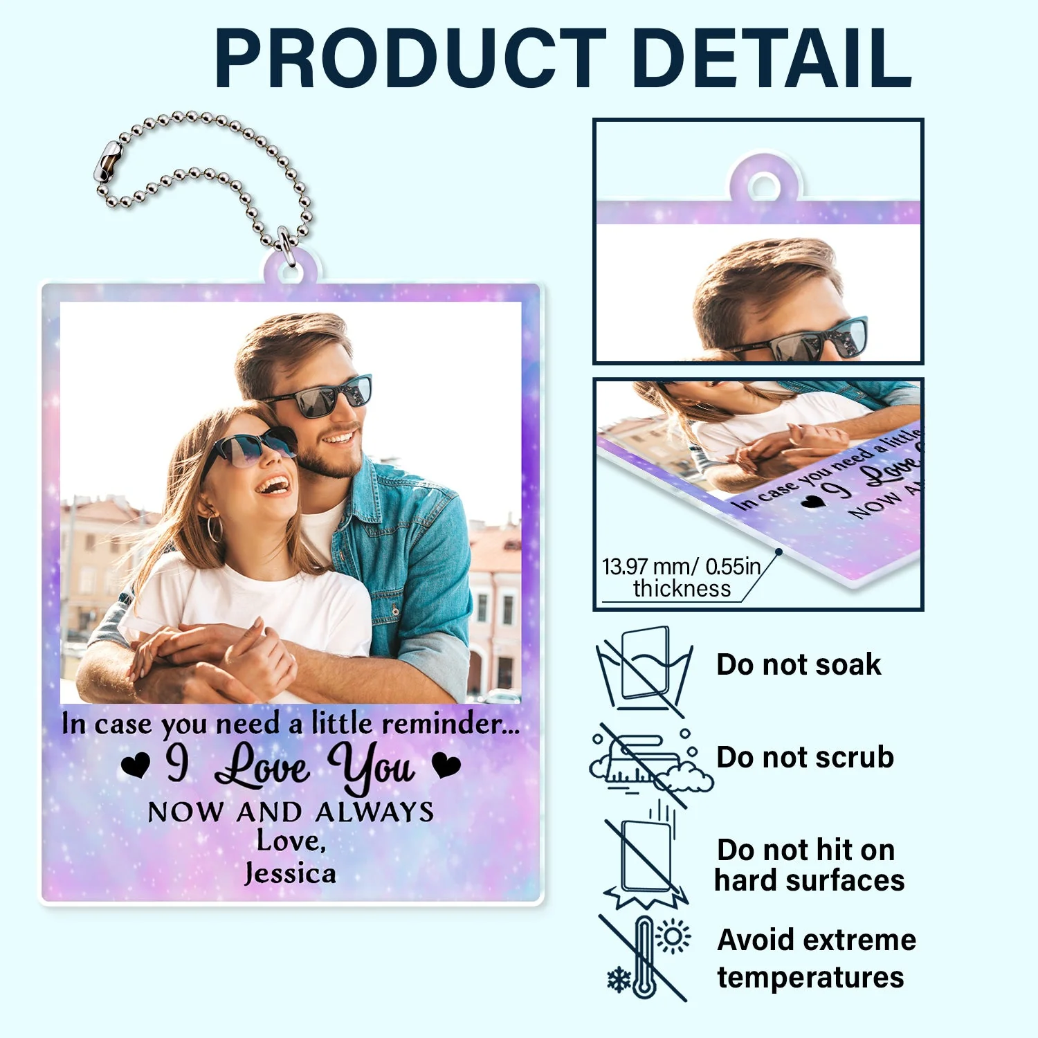 Custom Photo In Case You Need A Little Reminder - Gift For Couples, Husband, Wife - Personalized Acrylic Car Hanger - Image 5