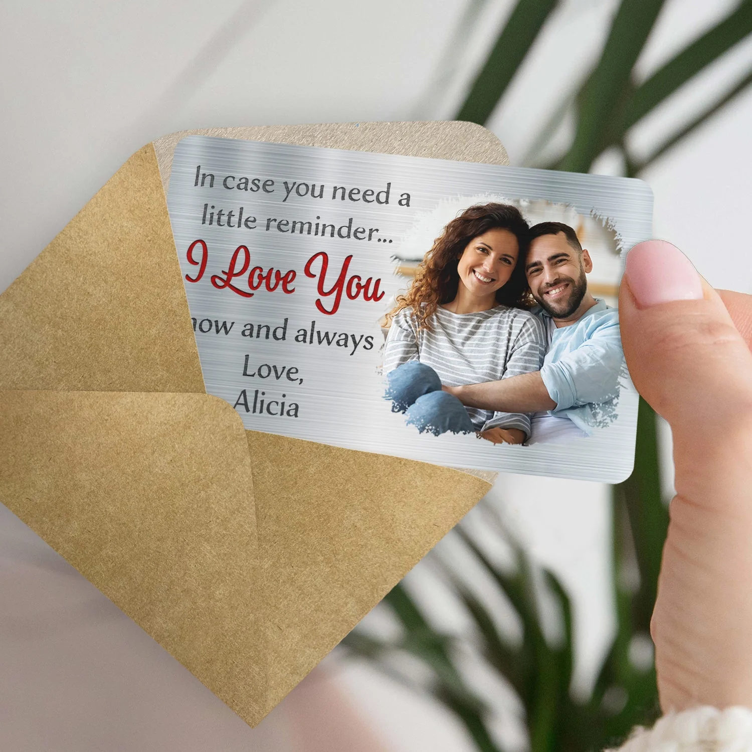 Custom Photo In Case You Need A Little Reminder - Gift For Couples, Husband, Wife - Personalized Aluminum Wallet Card - Image 4