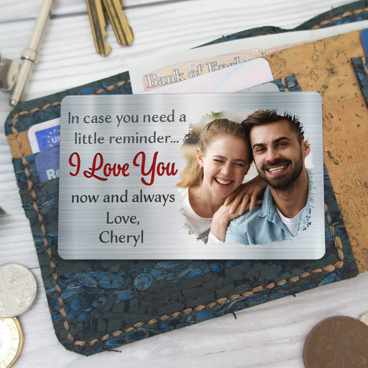 Custom Photo In Case You Need A Little Reminder - Gift For Couples, Husband, Wife - Personalized Aluminum Wallet Card - Image 5