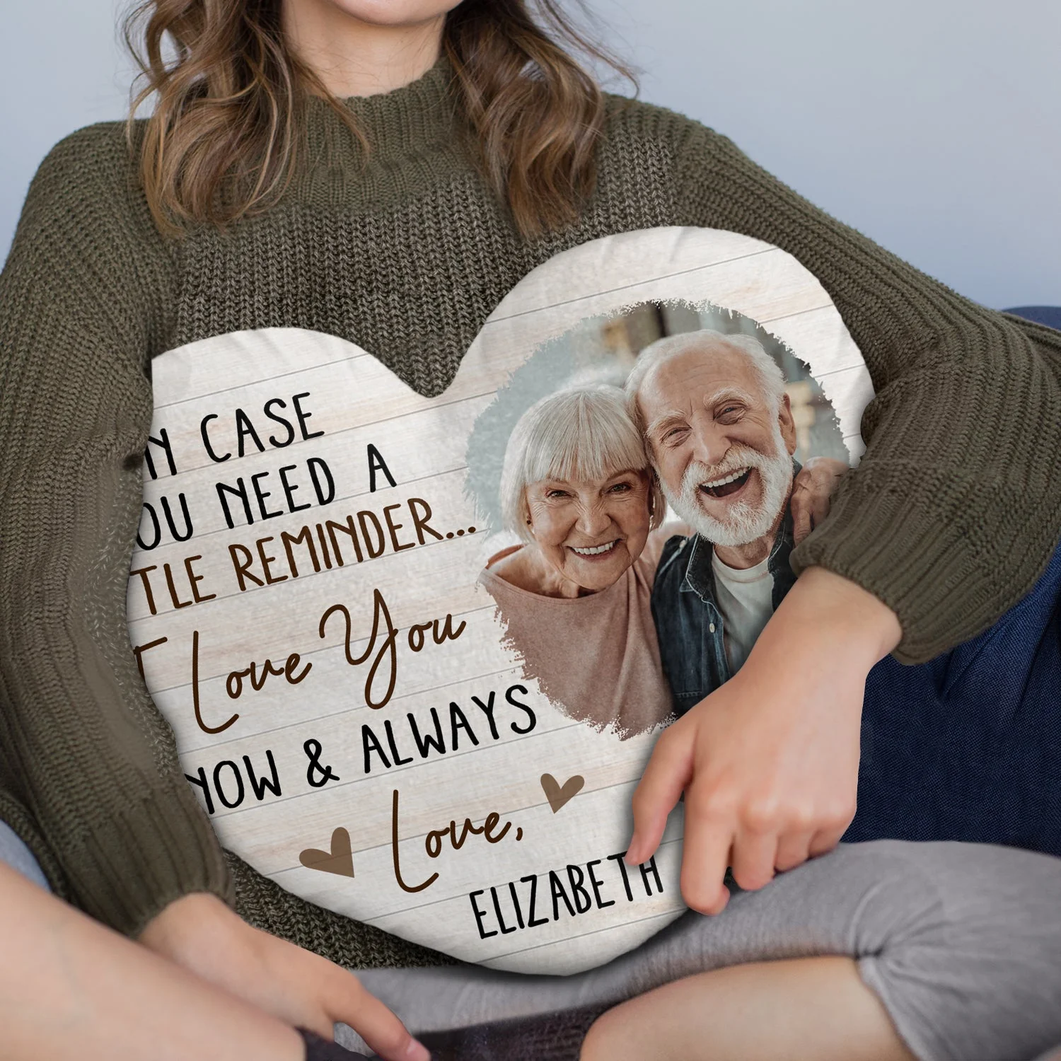 Custom Photo In Case You Need A Little Reminder - Gift For Couples, Husband, Wife - Personalized Heart Shaped Pillow - Image 3