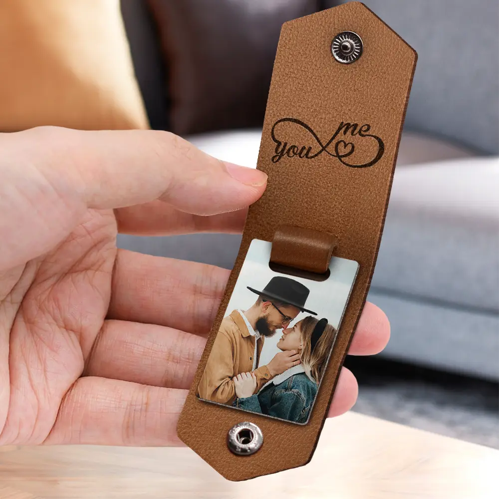 Custom Photo In Case You Need A Little Reminder - Gift For Couples, Husband, Wife - Personalized Leather Photo Keychain - Image 3