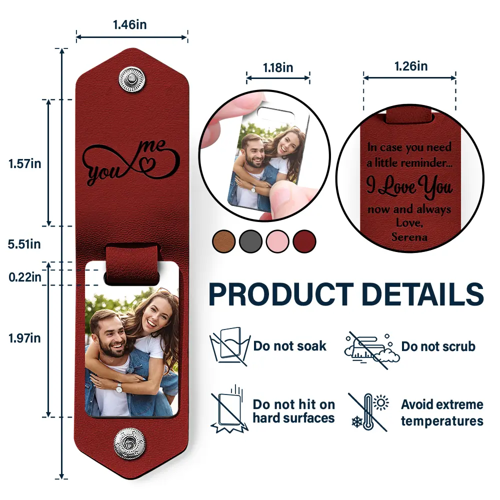 Custom Photo In Case You Need A Little Reminder - Gift For Couples, Husband, Wife - Personalized Leather Photo Keychain - Image 4