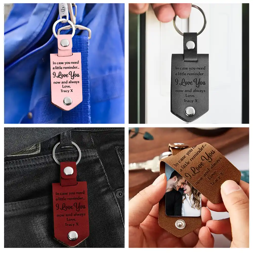 Custom Photo In Case You Need A Little Reminder - Gift For Couples, Husband, Wife - Personalized Leather Photo Keychain - Image 5