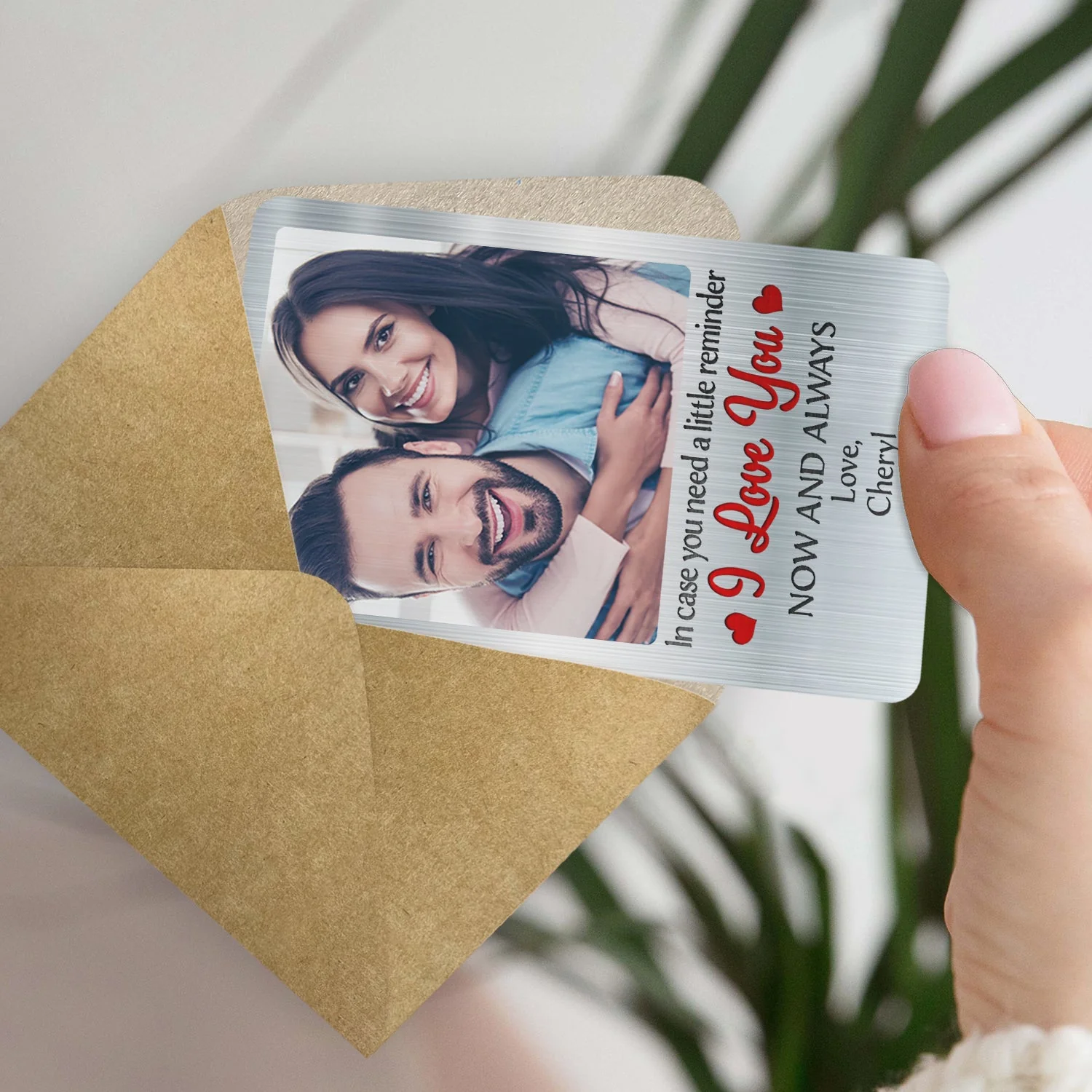 Custom Photo In Case You Need A Little Reminder Vertical - Gift For Couples, Husband, Wife - Personalized Aluminum Wallet Card - Image 4