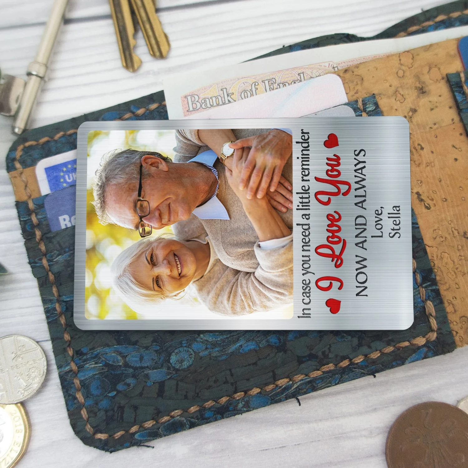 Custom Photo In Case You Need A Little Reminder Vertical - Gift For Couples, Husband, Wife - Personalized Aluminum Wallet Card - Image 5