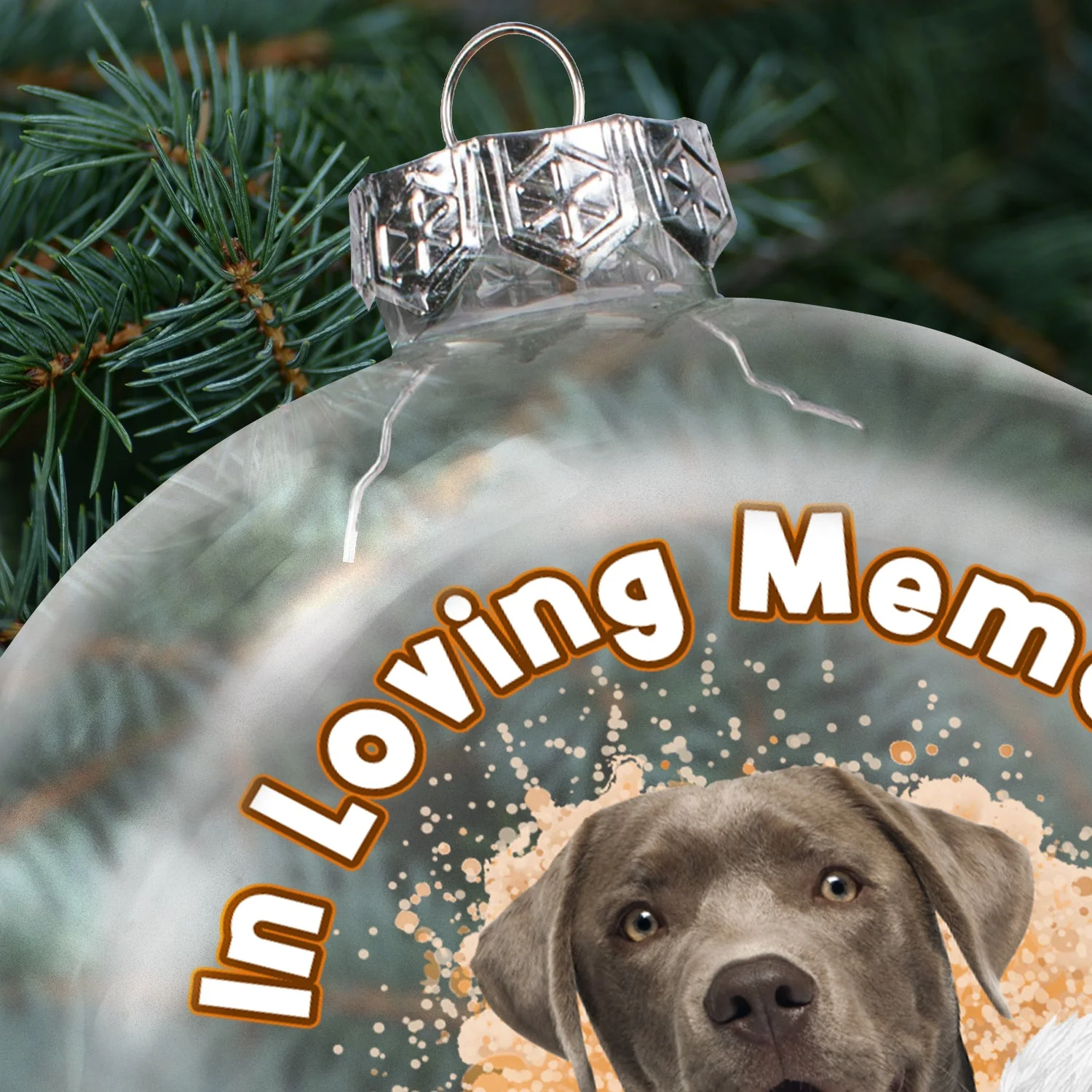 Custom Photo In Loving Memory - Christmas Gift For Dog Lovers - Personalized Clear Flat Ball Ornament - Image 5