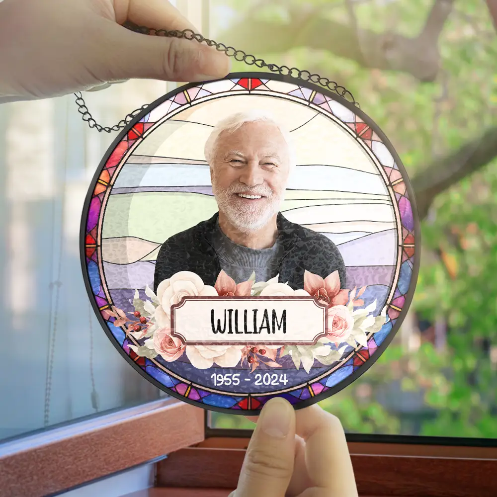 Custom Photo In Loving Memory Dog Cat - Personalized Stained Glass Window Hanging Suncatcher - Image 5