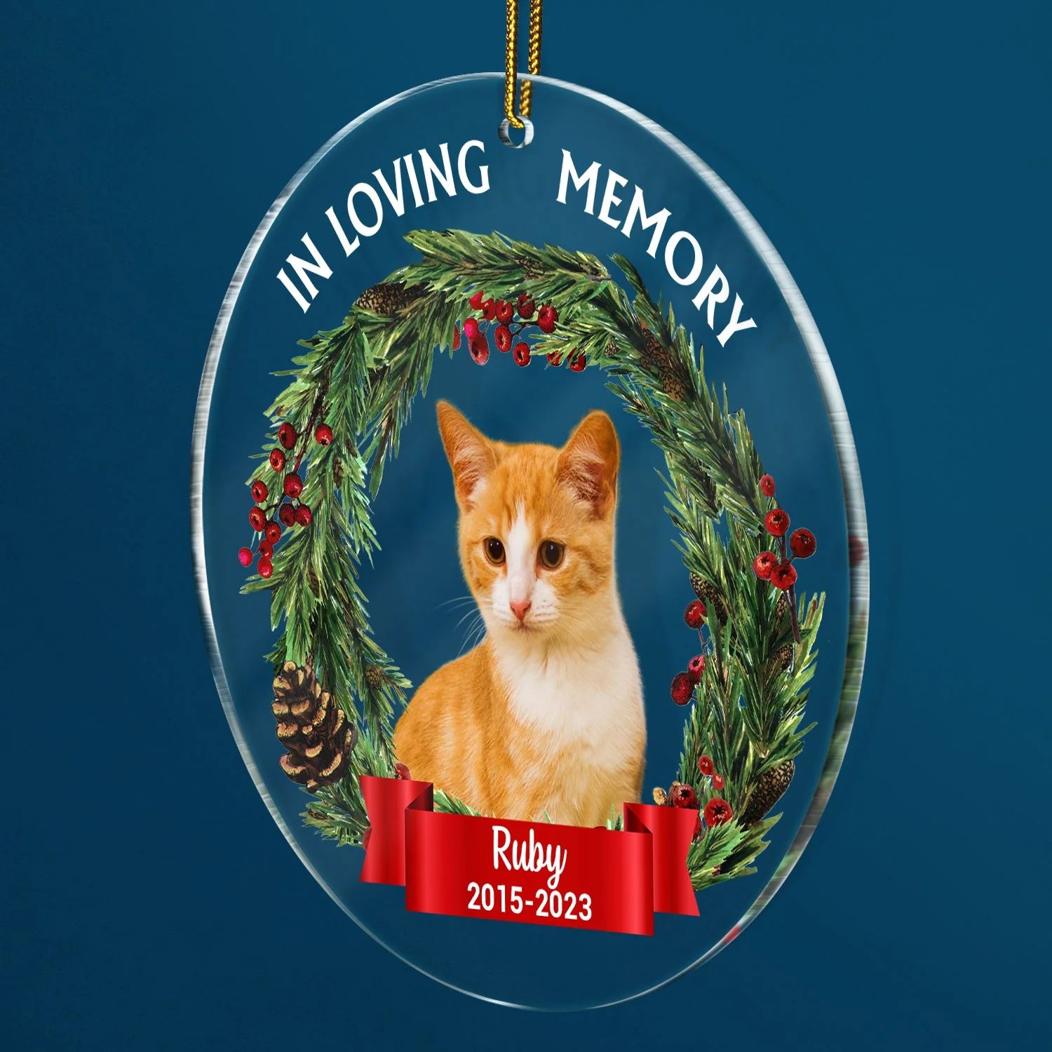 Custom Photo In Loving Memory - Christmas, Memorial Gift For Family, Pet Lovers - Personalized Circle Acrylic Ornament - Image 4