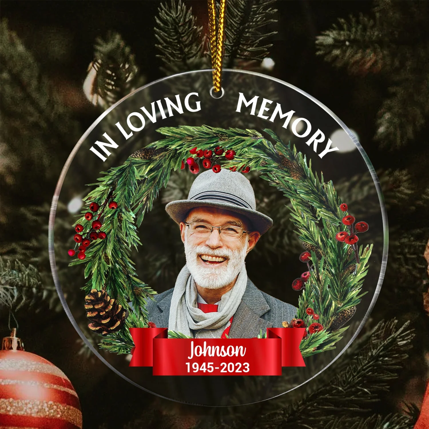 Custom Photo In Loving Memory - Christmas, Memorial Gift For Family, Pet Lovers - Personalized Circle Acrylic Ornament - Image 5