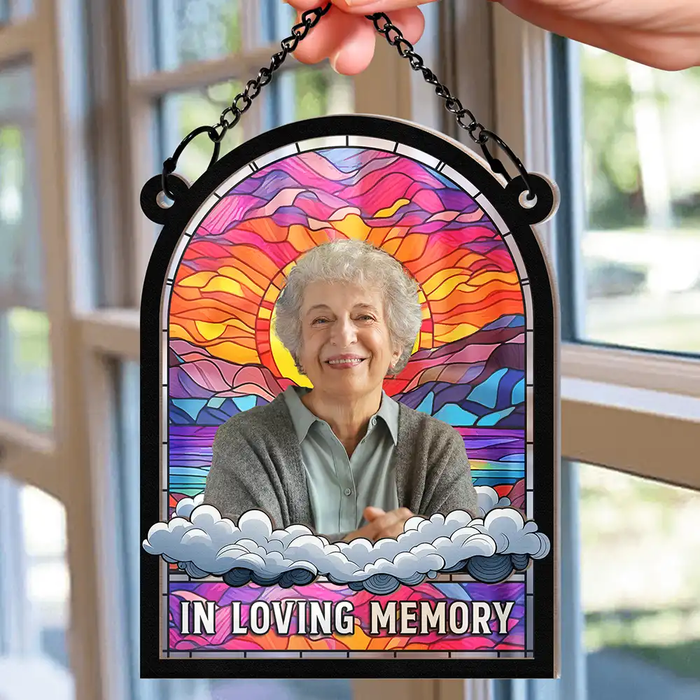 Custom Photo In Loving Memory Family Memorial Mom Grandma - Personalized Window Hanging Suncatcher Ornament - Image 3