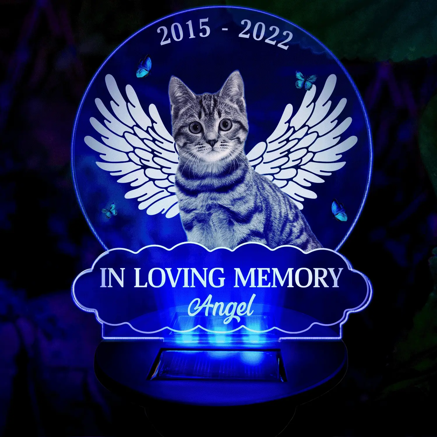 Custom Photo In Loving Memory - Memorial Gift For Dog Lovers, Cat Lovers, Pet Lovers - Personalized Solar Light - Image 3