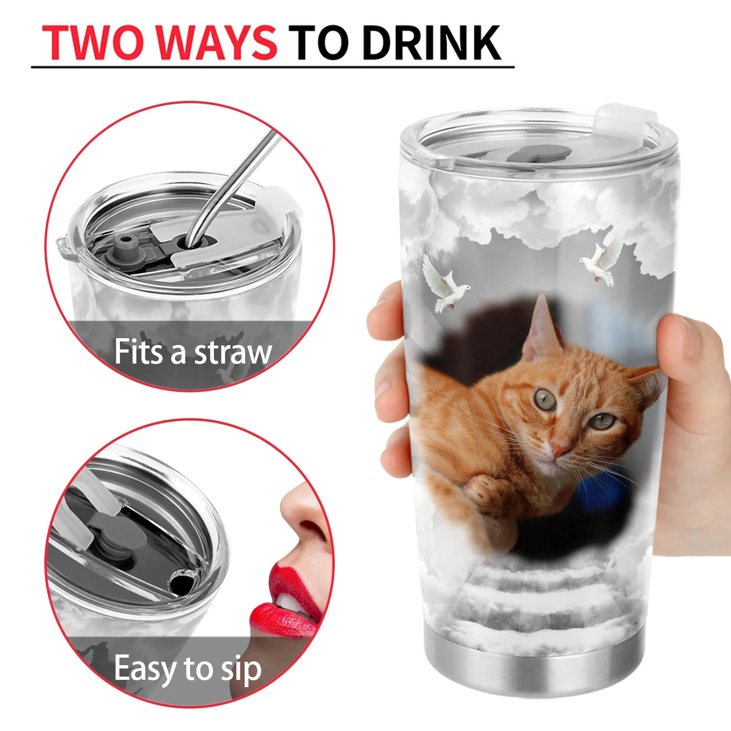 Custom Photo In Loving Memory - Memorial Gift For Family, Siblings, Friends, Dog Lovers, Cat Lovers - Personalized Tumbler - Image 4