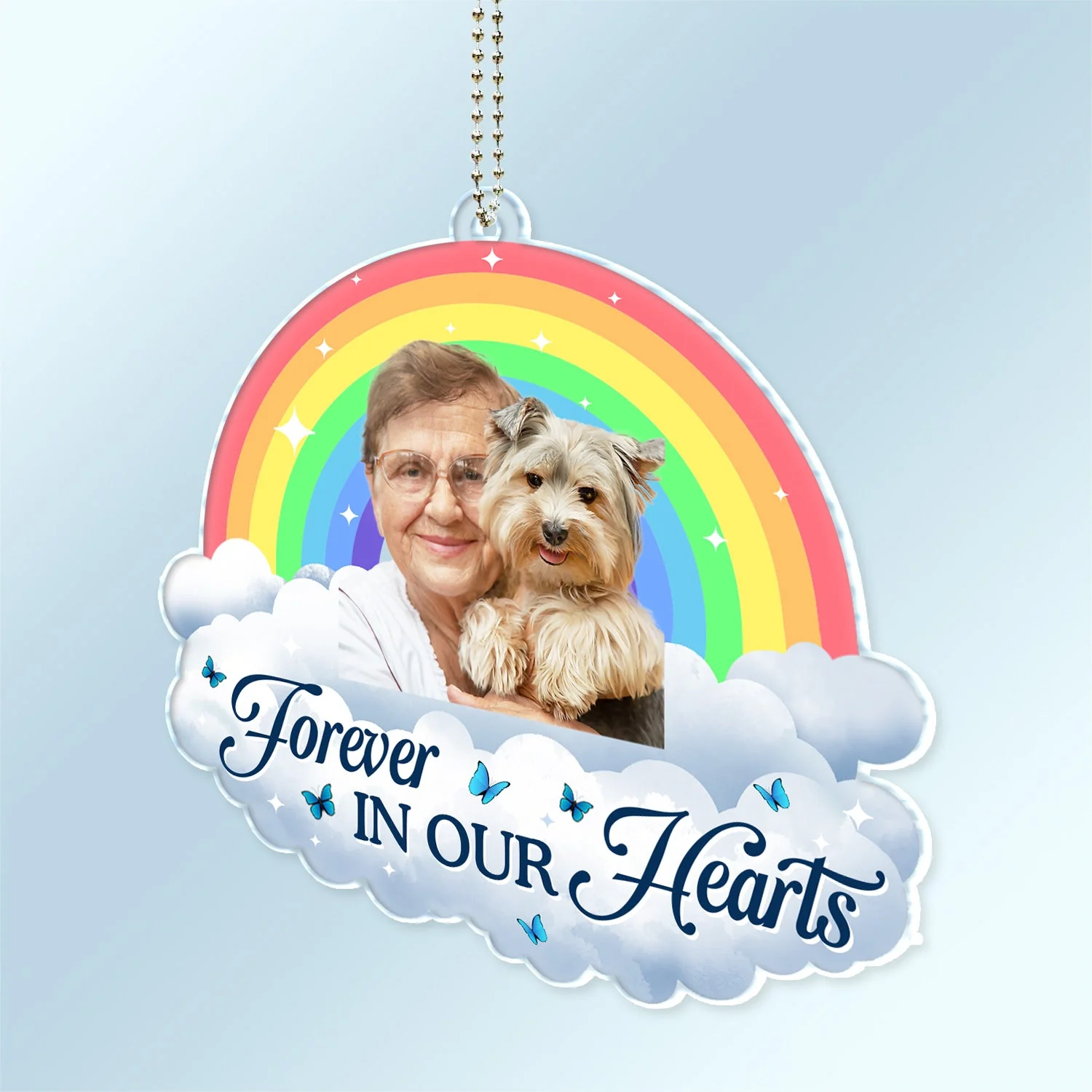 Custom Photo In Loving Memory - Memorial Gift For Pet, Family, Friends - Personalized Acrylic Car Hanger - Image 3