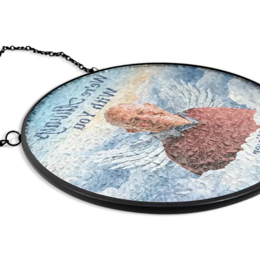 Custom Photo In Loving Memory Memorial Heaven - Personalized Stained Glass Window Hanging Suncatcher - Image 6