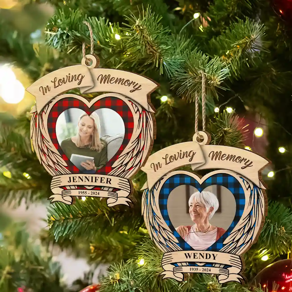 Custom Photo In Loving Memory Memorial - Personalized Custom Shaped Wooden Ornament - Image 6