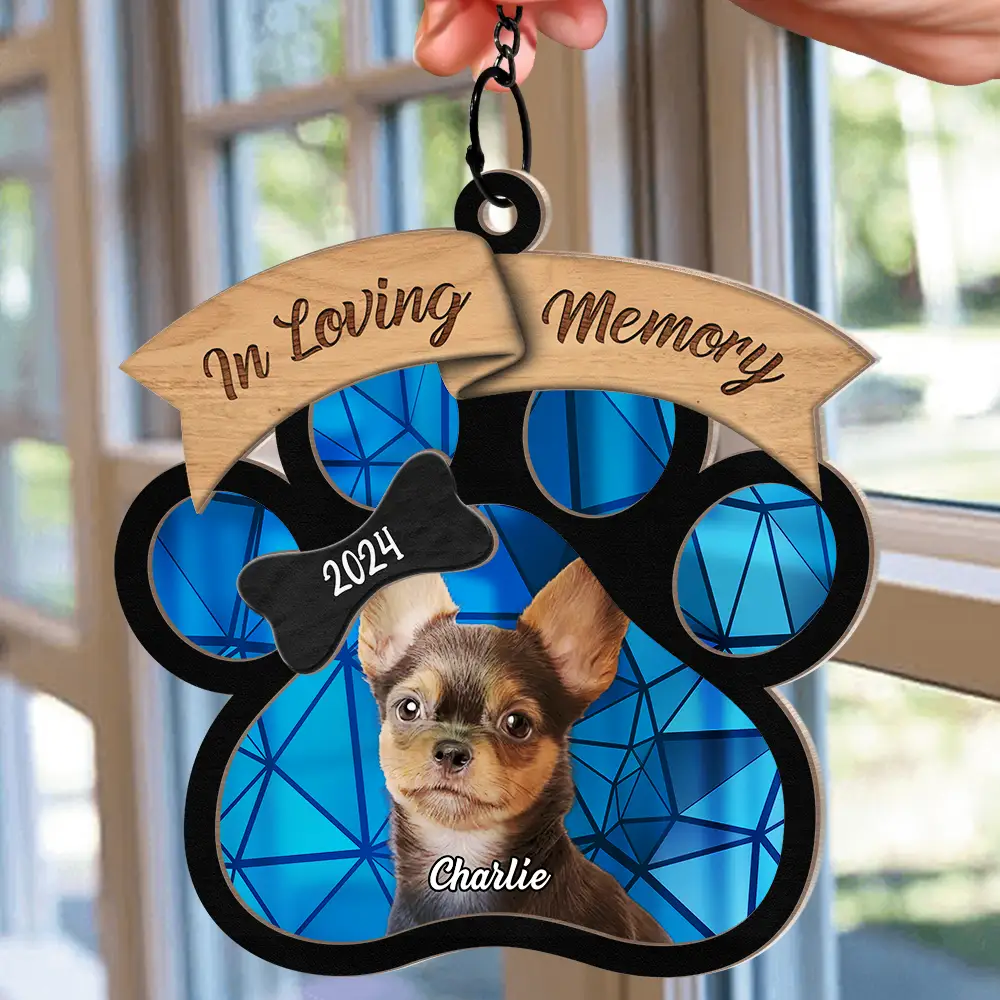 Custom Photo In Loving Memory Memorial - Personalized Window Hanging Suncatcher Ornament - Image 3