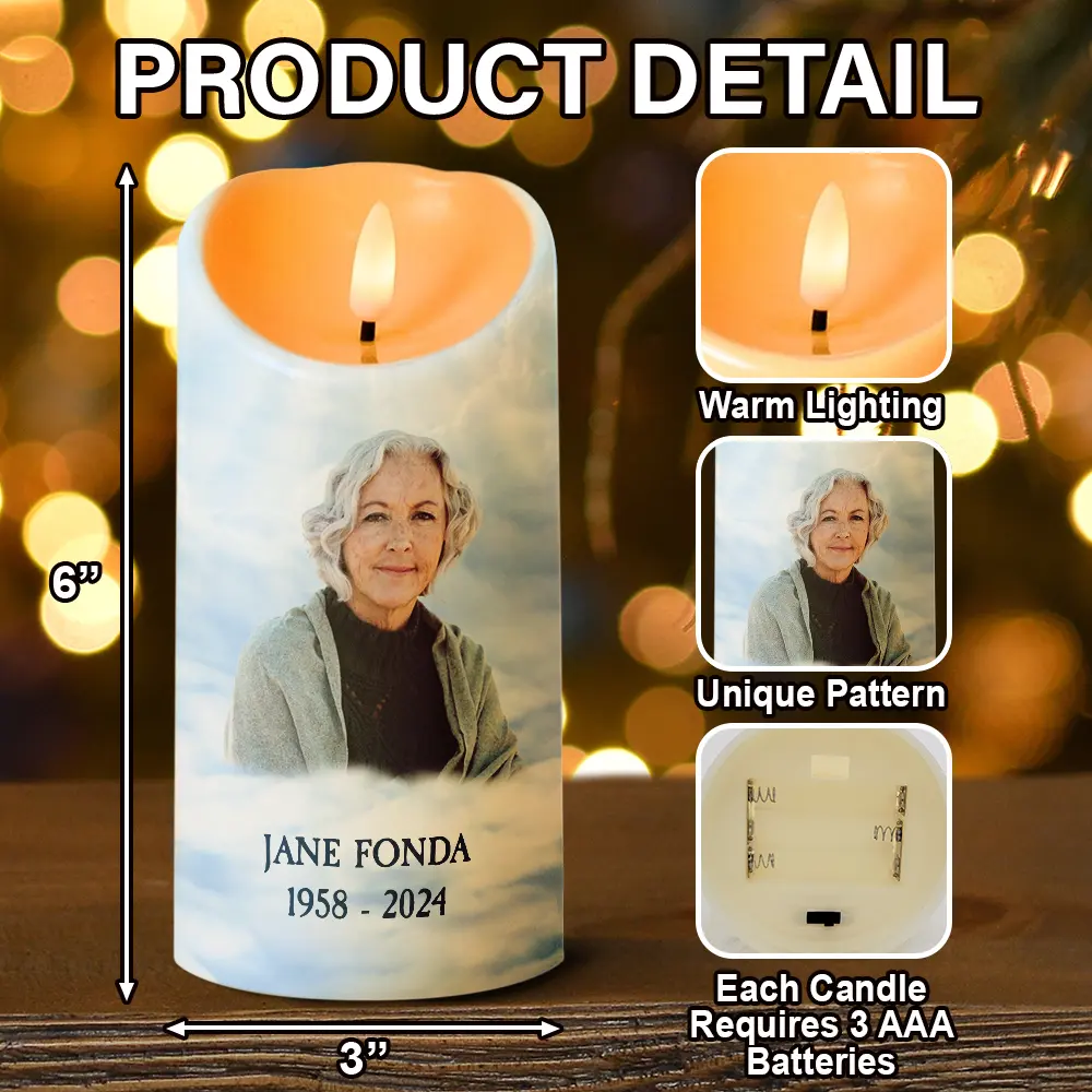Custom Photo In Loving Memory Of A Life So Beautifully Lived - Personalized Flameless LED Candle - Image 6