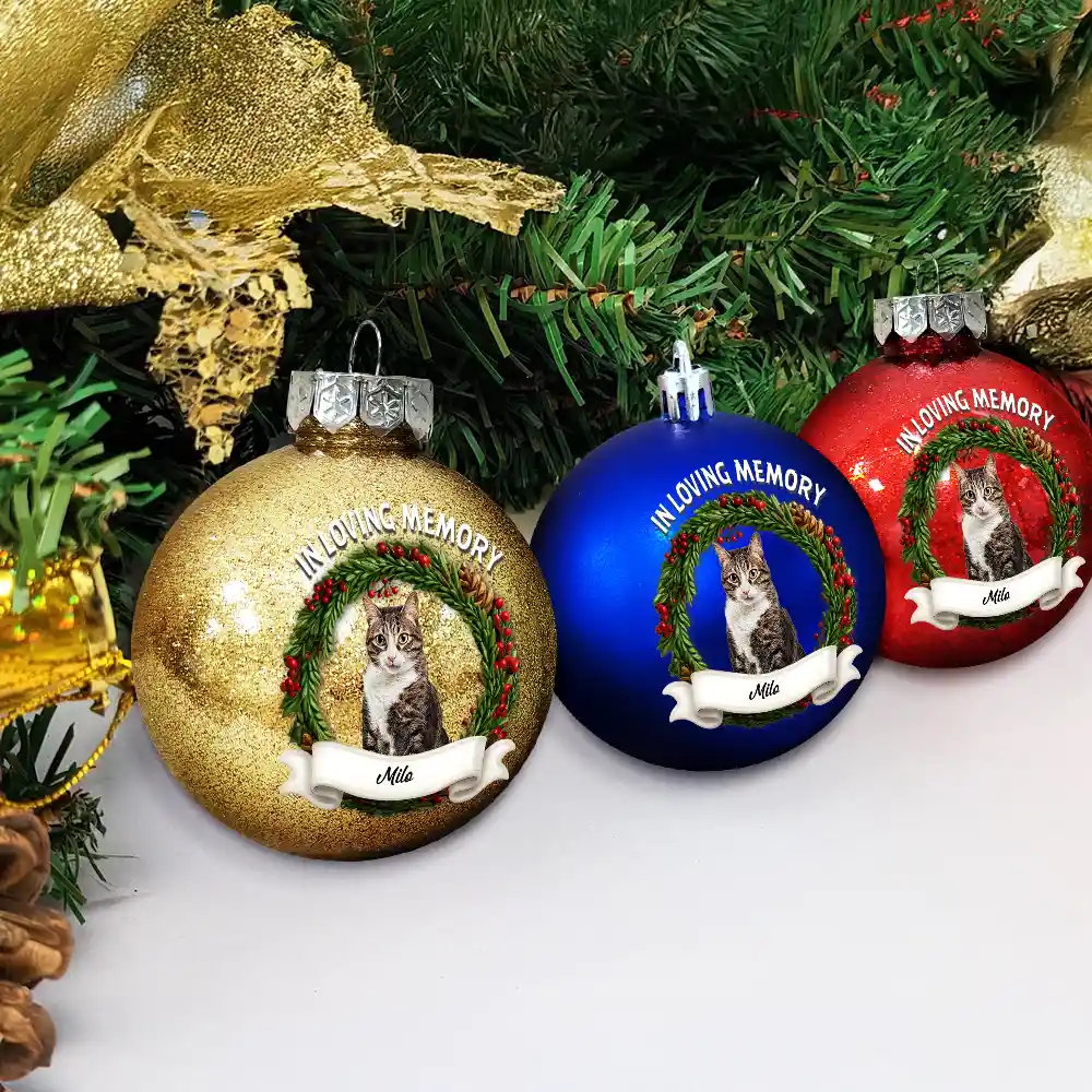 Custom Photo In Loving Memory Pet Lovers - Personalized Ball Ornament - Image 5