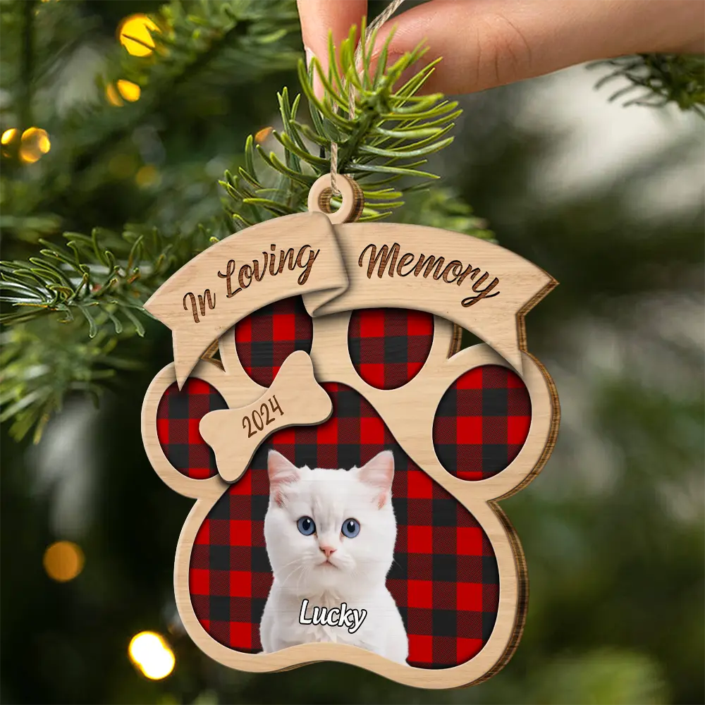 Custom Photo In Loving Memory Pet - Personalized Custom Shaped Wooden Ornament - Image 3