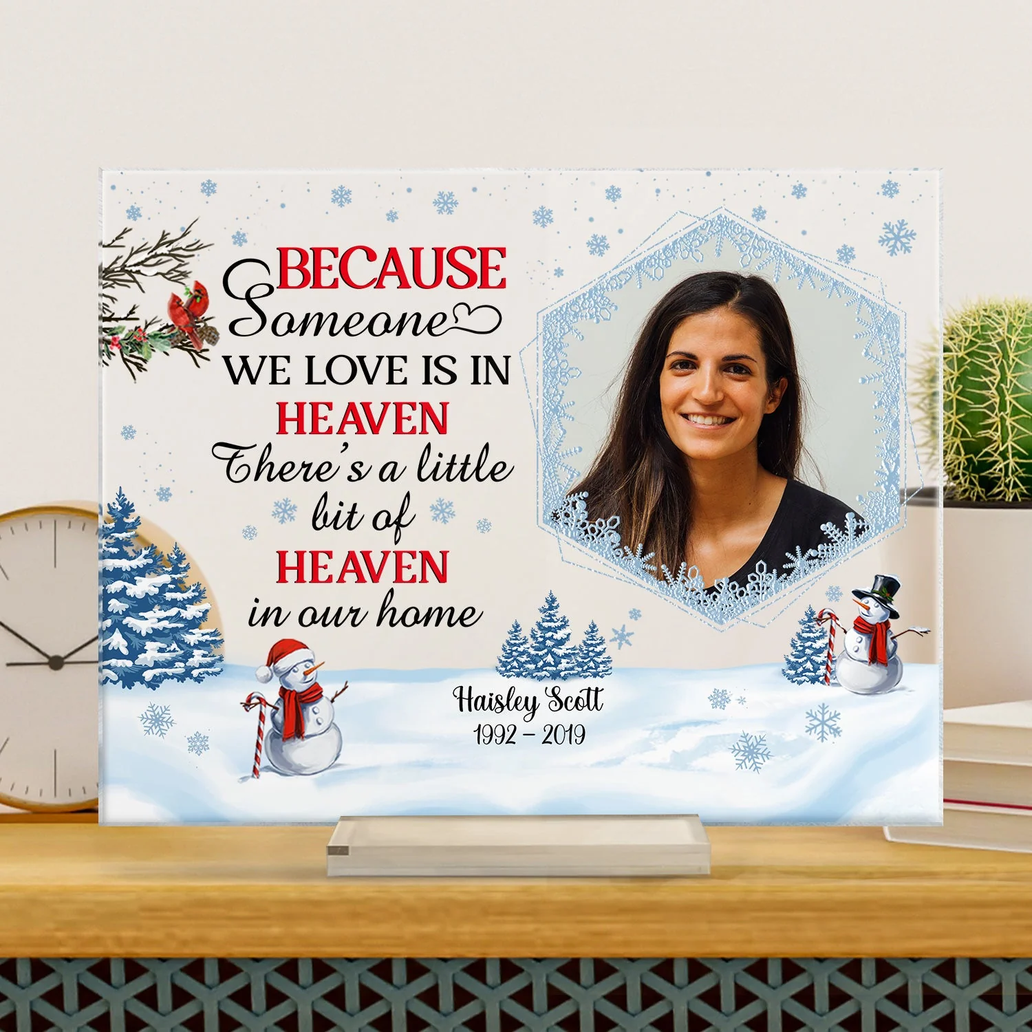 Custom Photo In Loving Memory Those We Love Don't Go Away Christmas - Memorial Gift For Family - Personalized Custom Horizontal Rectangle Acrylic Plaque - Image 3