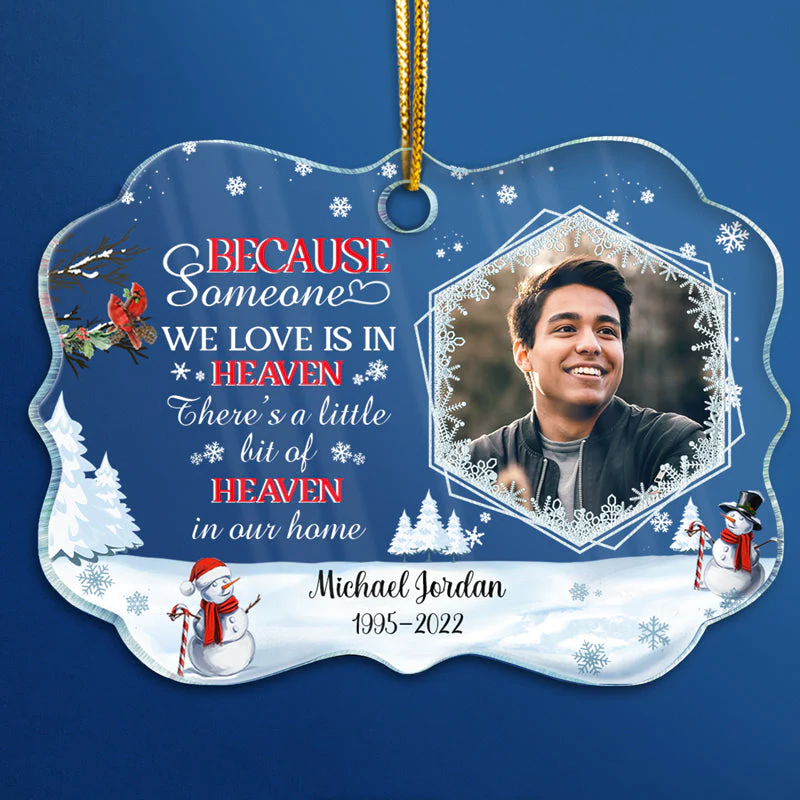 Custom Photo In Loving Memory Those We Love Don't Go Away Christmas - Memorial Gift For Family - Personalized Custom Medallion Acrylic Ornament - Image 3