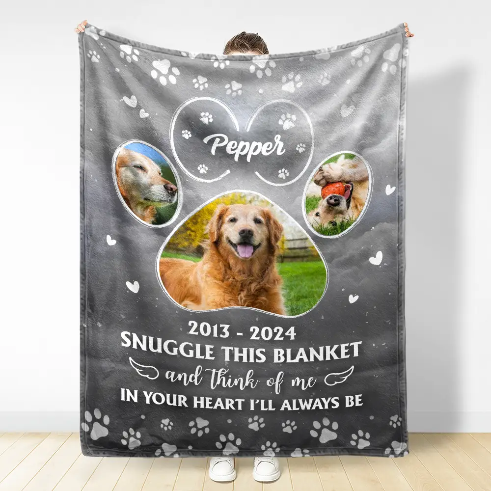 Custom Photo In Your Heart I'll Always Be Pet - Personalized Fleece Blanket, Sherpa Blanket - Image 3