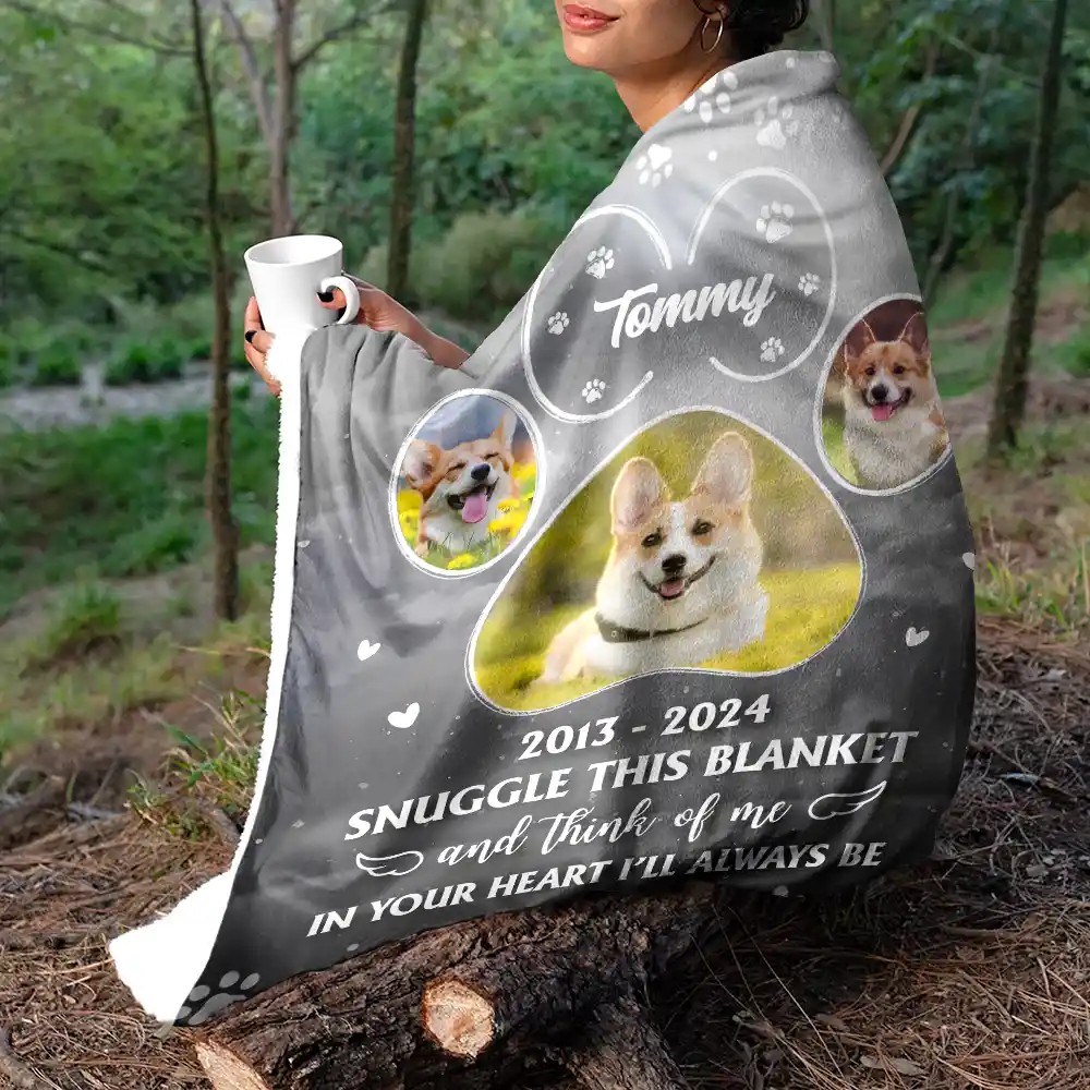 Custom Photo In Your Heart I'll Always Be Pet - Personalized Fleece Blanket, Sherpa Blanket - Image 5