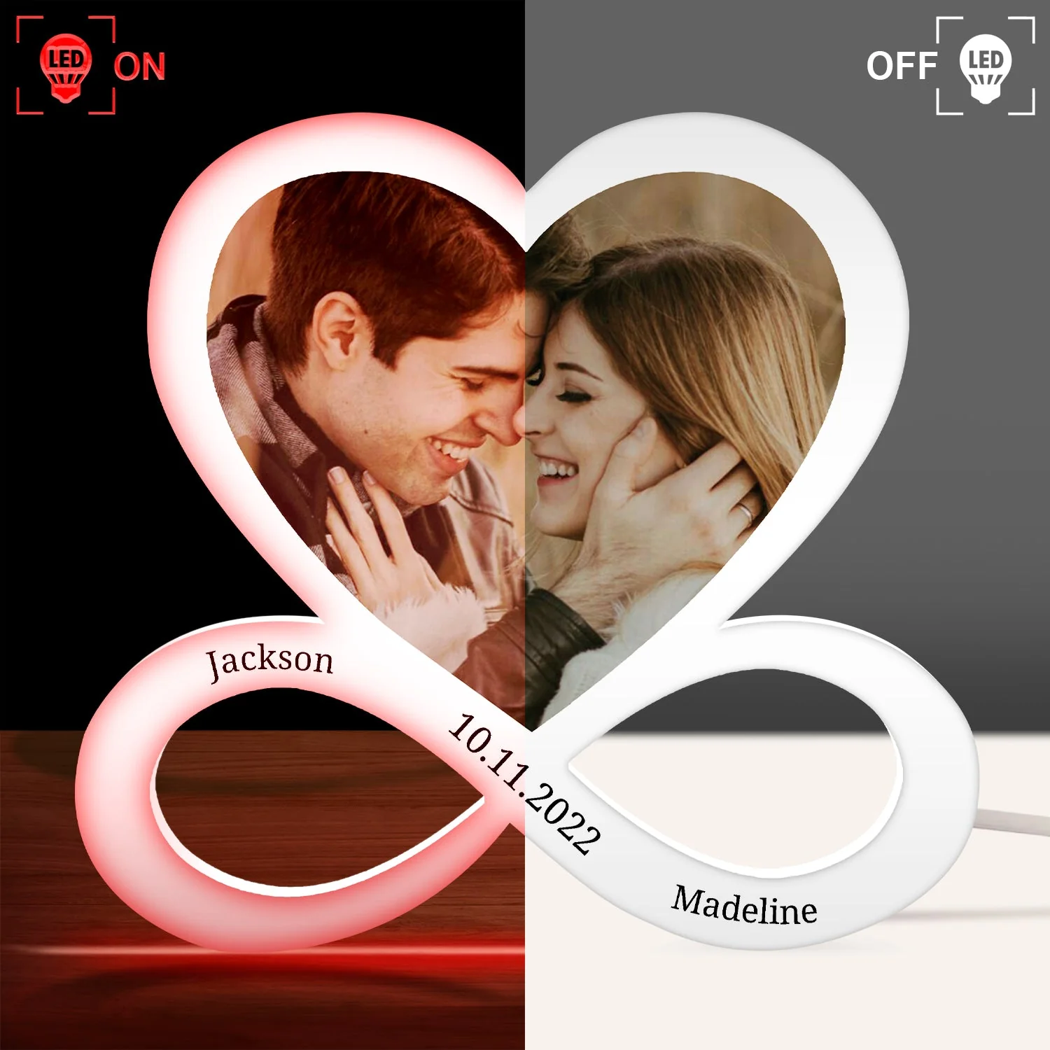 Custom Photo Infinity Love - Gift For Couples - Personalized Custom Shaped Photo Light Box - Image 3
