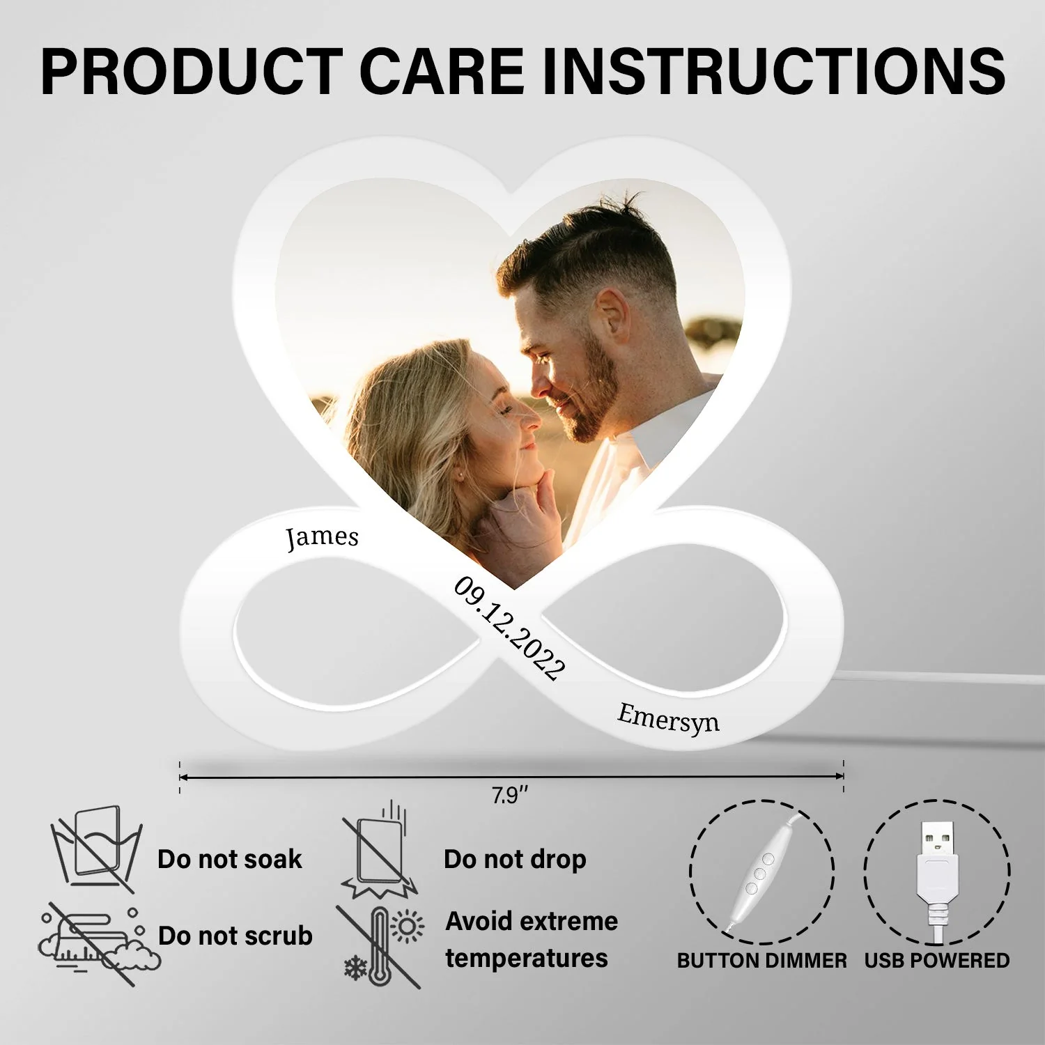 Custom Photo Infinity Love - Gift For Couples - Personalized Custom Shaped Photo Light Box - Image 6