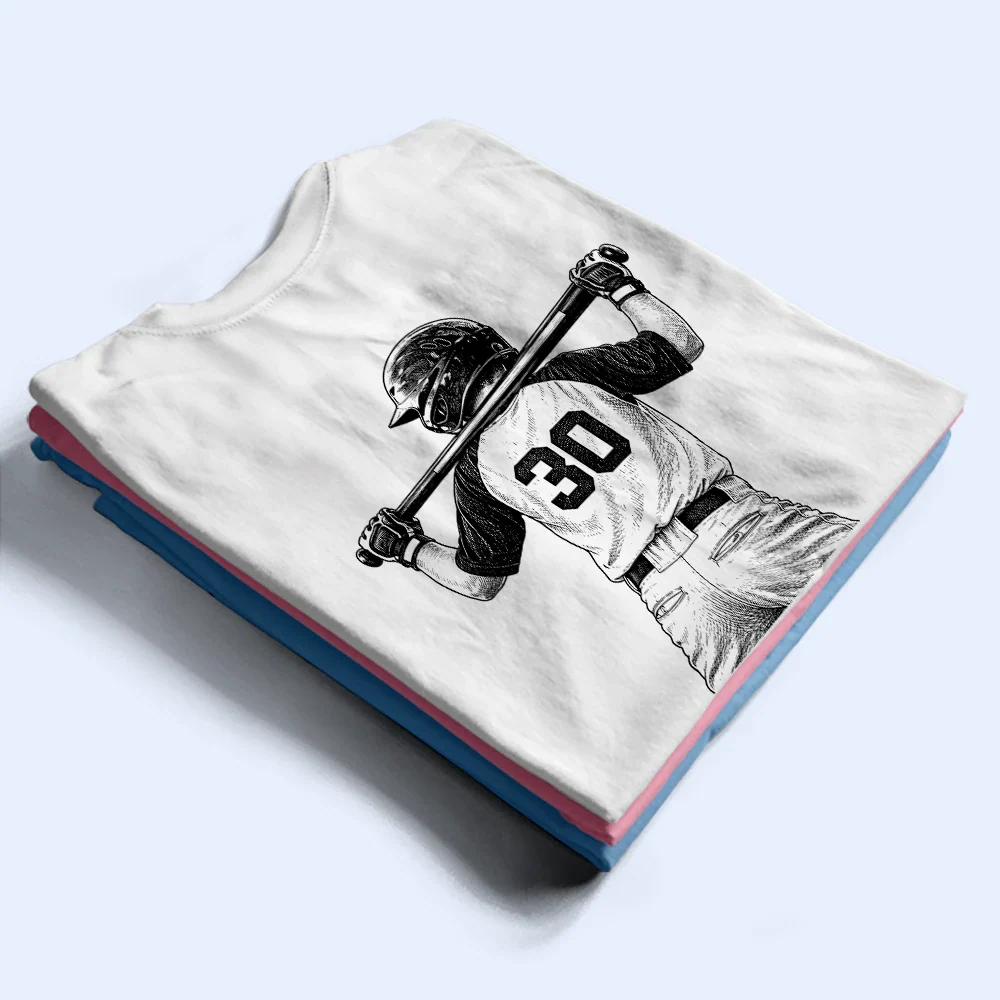 Custom Photo Ink Drawing Baseball Mom Dad - Personalized T Shirt - Image 3