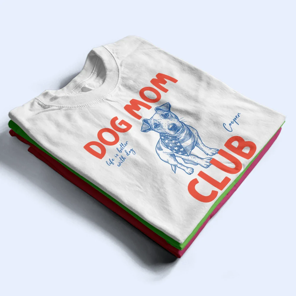 Custom Photo Ink Drawing Cat Mom Dog Mom Club - Personalized T Shirt - Image 3