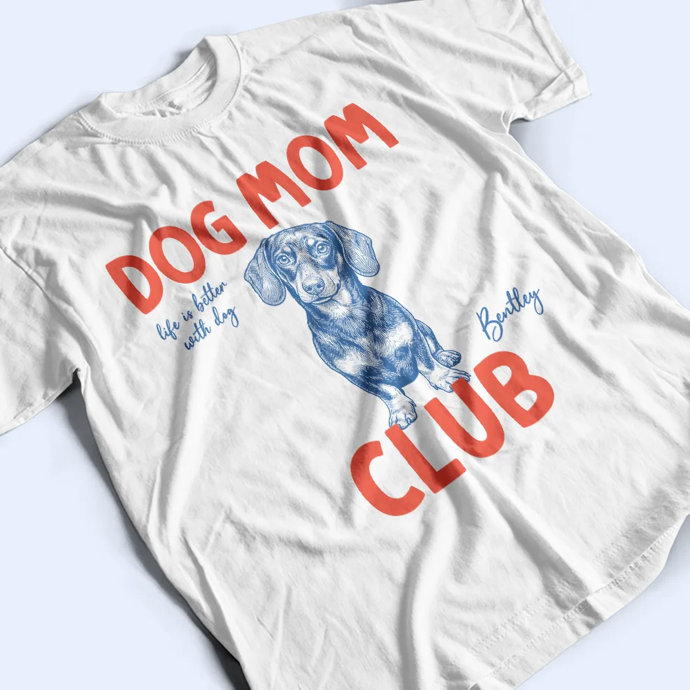 Custom Photo Ink Drawing Cat Mom Dog Mom Club - Personalized T Shirt - Image 4